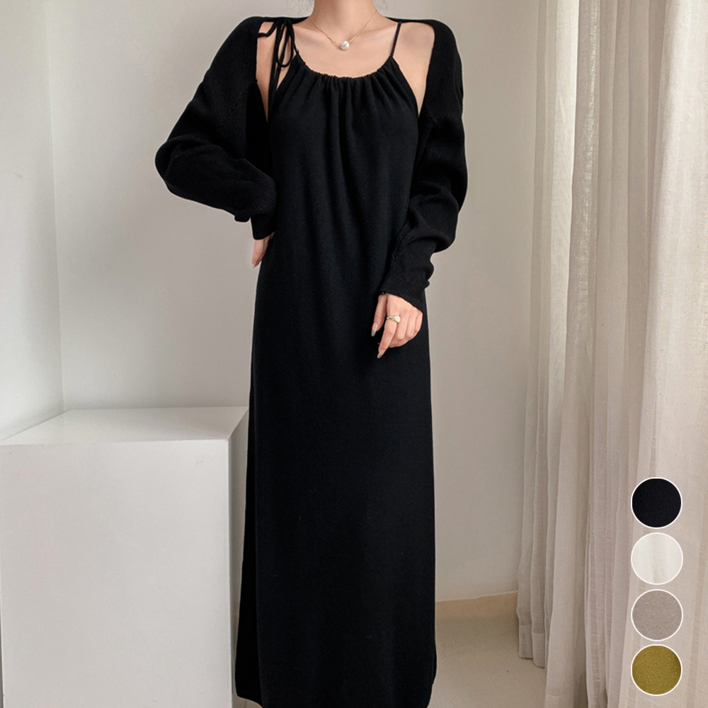 デート服 大人可愛い キャミワンピース＆ニットボレロ セット