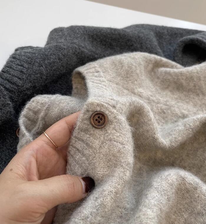 デート服 新作ふわもこニットカーディガン二色展開