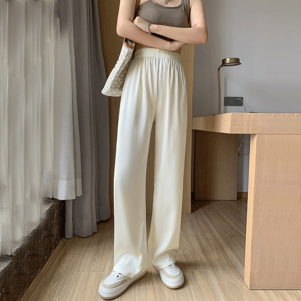 デート服 サテン風ドレープズボン 春夏 レディース