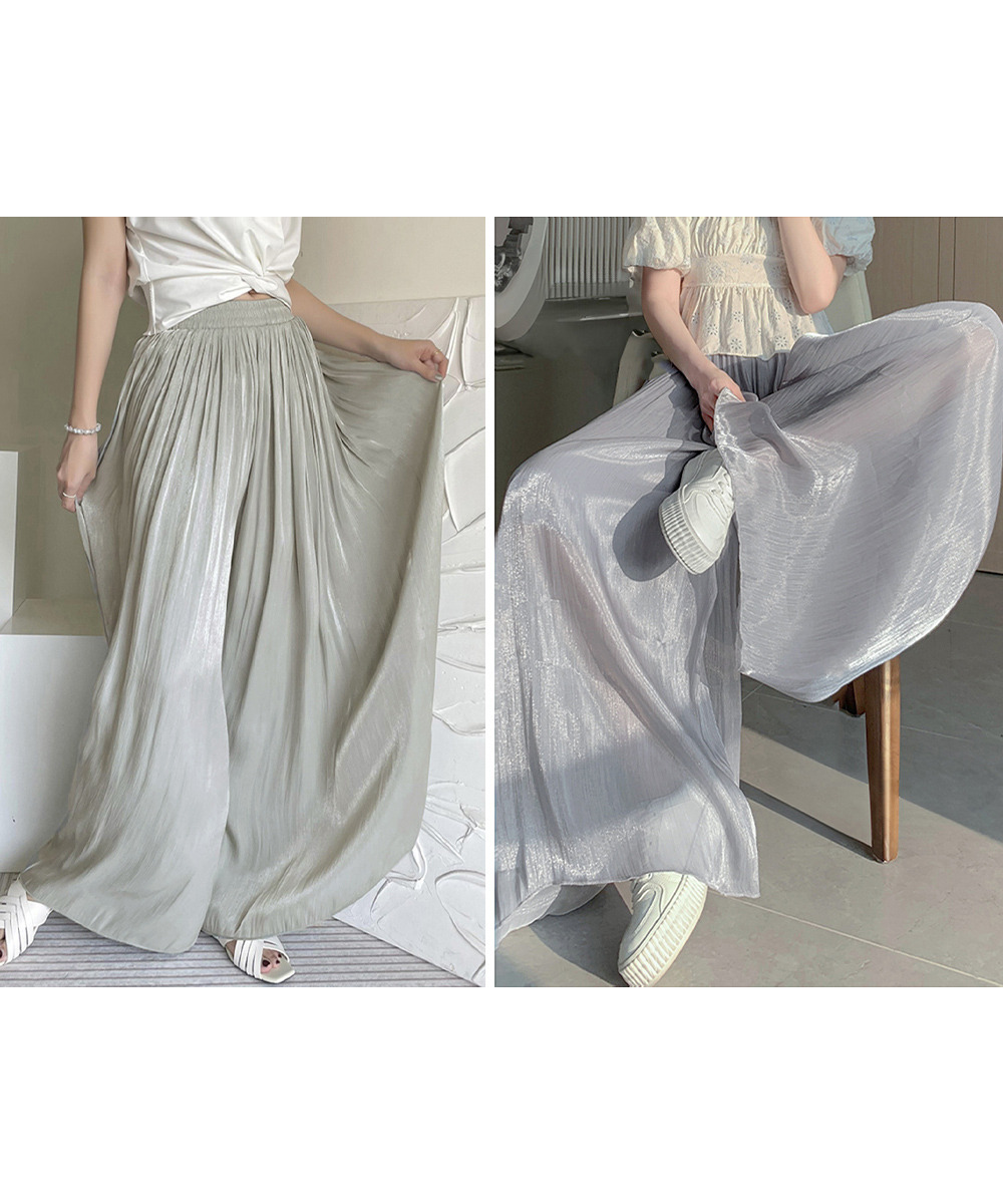 デート服 シアー冷感ワイドパンツ 上品なシルエットのズボン
