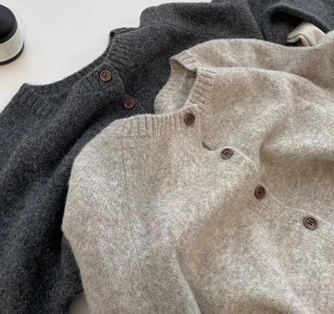 デート服 新作ふわもこニットカーディガン二色展開