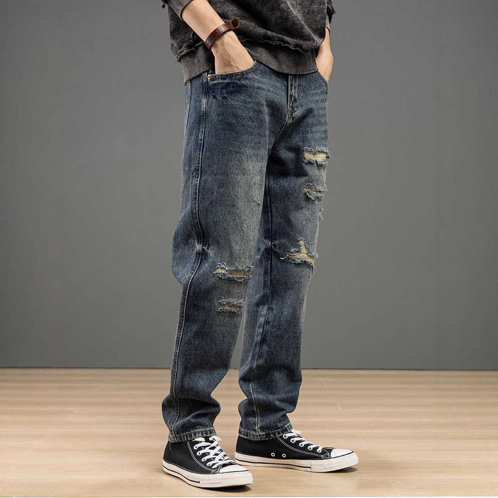 ヴィンテージ加工 ゆったり ダメージジーンズ