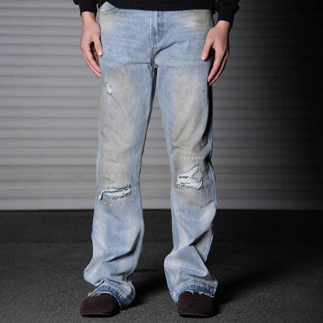 ヴィンテージ加工 裾だしダメージジーンズ