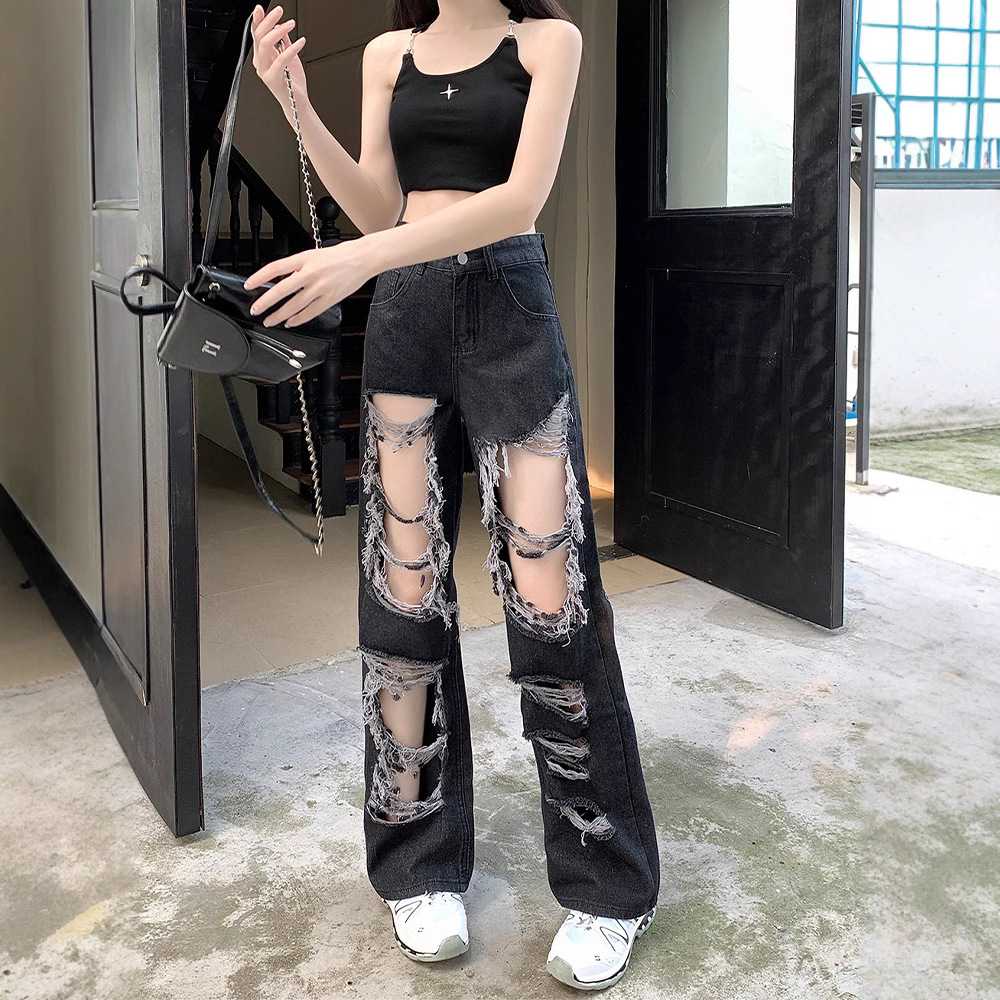 ダメージジーンズ ダメージアート クラッシュデニムパンツ