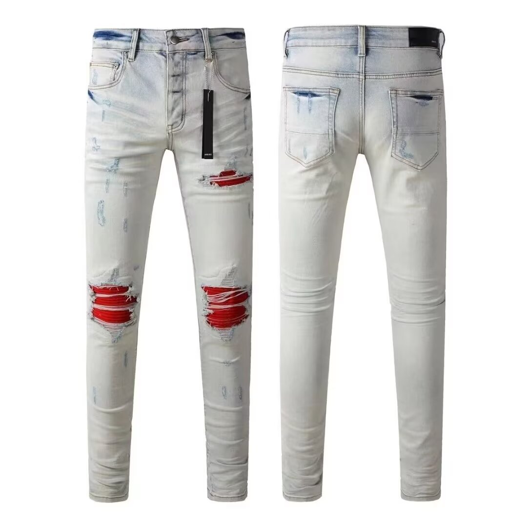 ダメージジーンズ ヴィンテージ加工 裂け目デニムパンツ