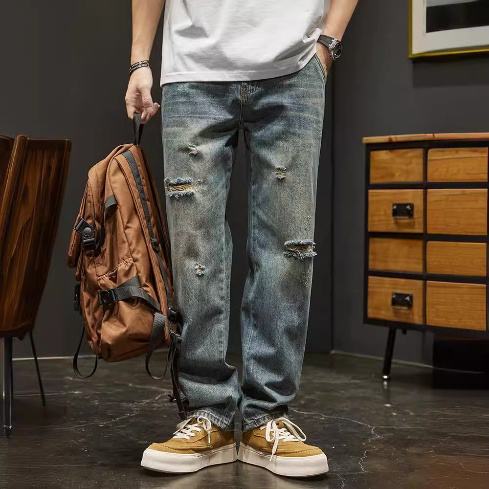 クラシカル加工デニム ダメージジーンズ