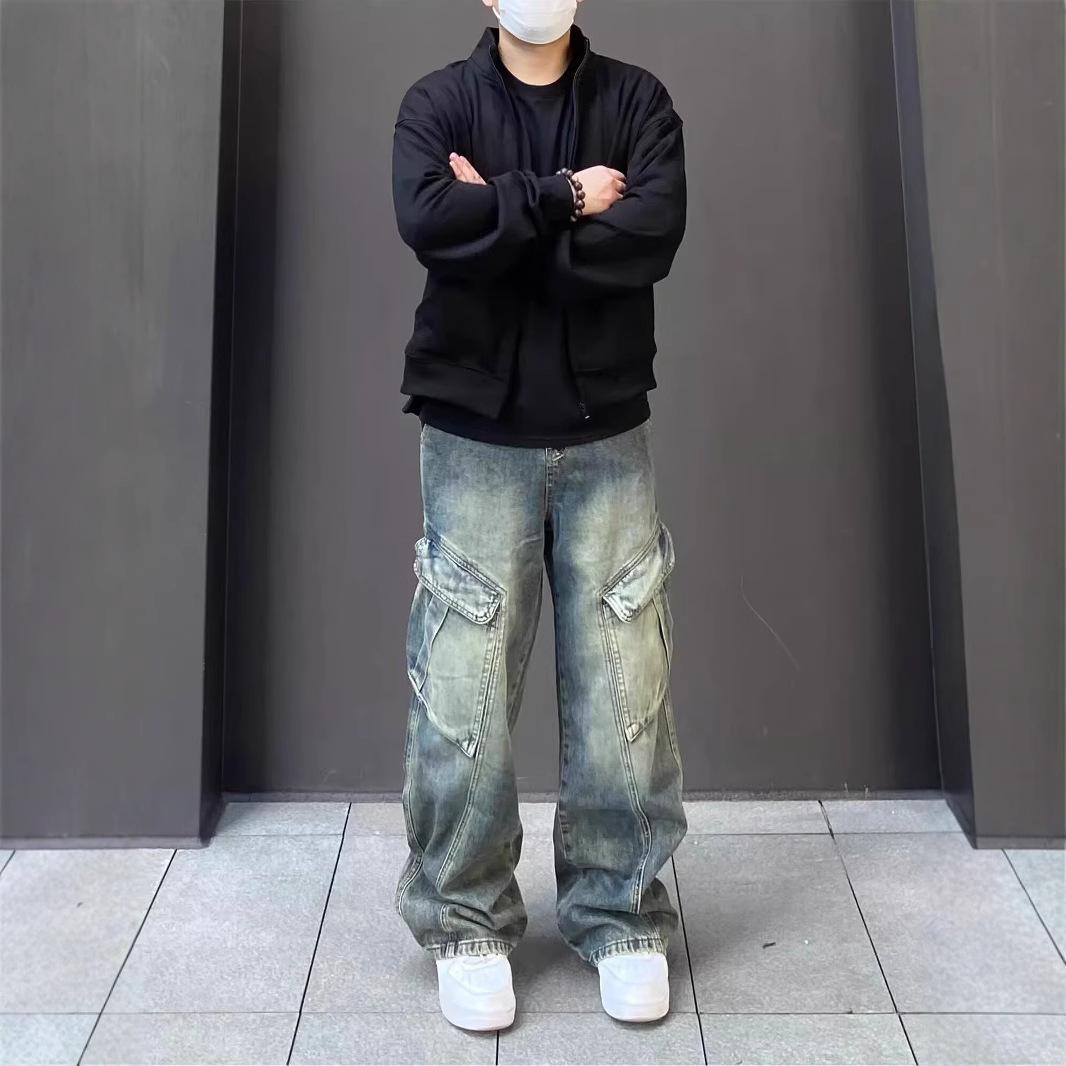 ダメージジーンズ ミリタリーポケット加工デニム