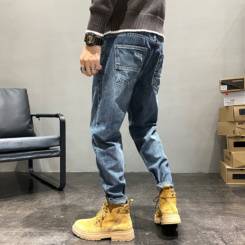 ヴィンテージ加工膝ダメージジーンズパンツ