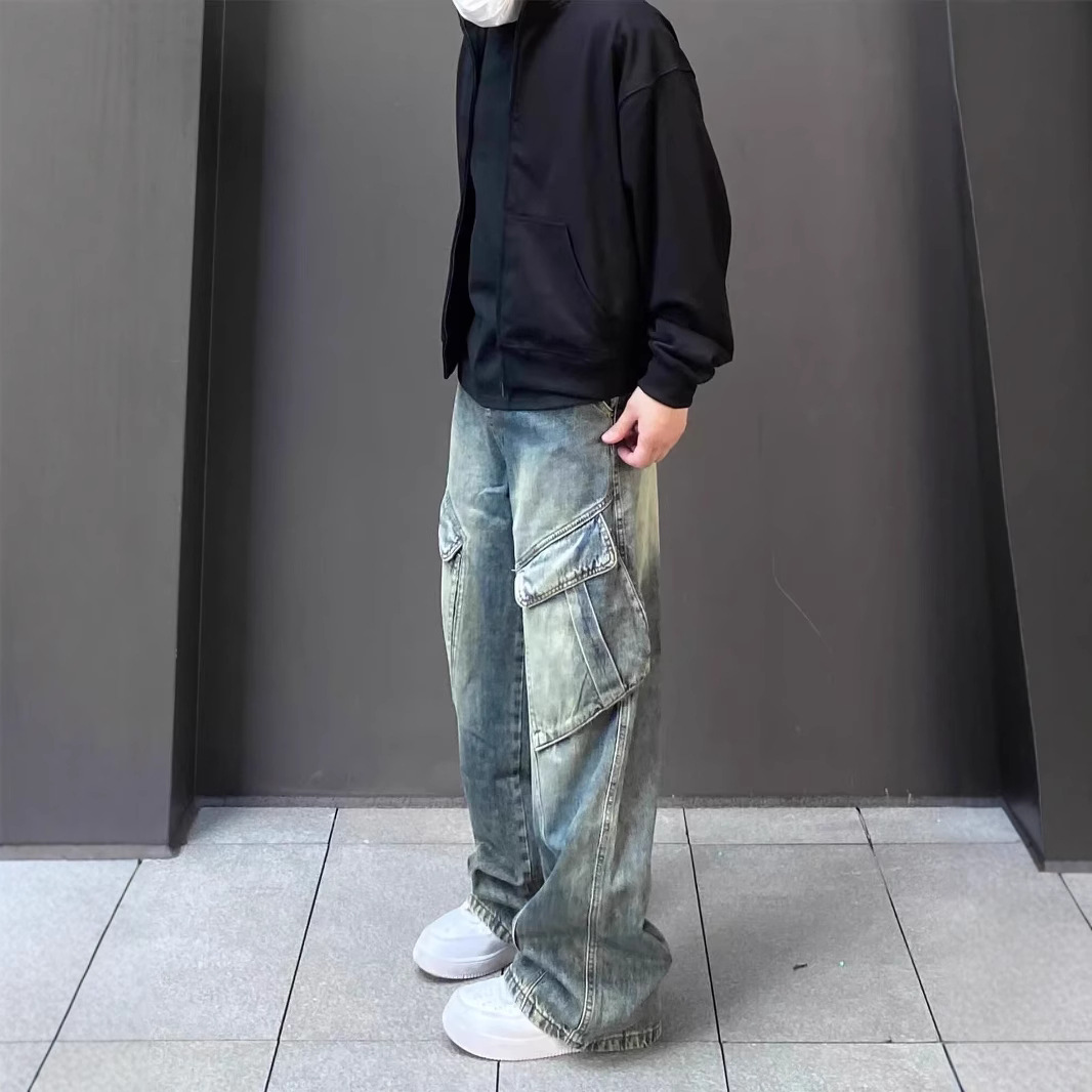 ダメージジーンズ ミリタリーポケット加工デニム