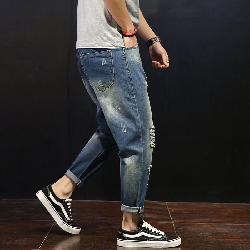 ダメージジーンズ ダメージ加工 ストレートデニムパンツ