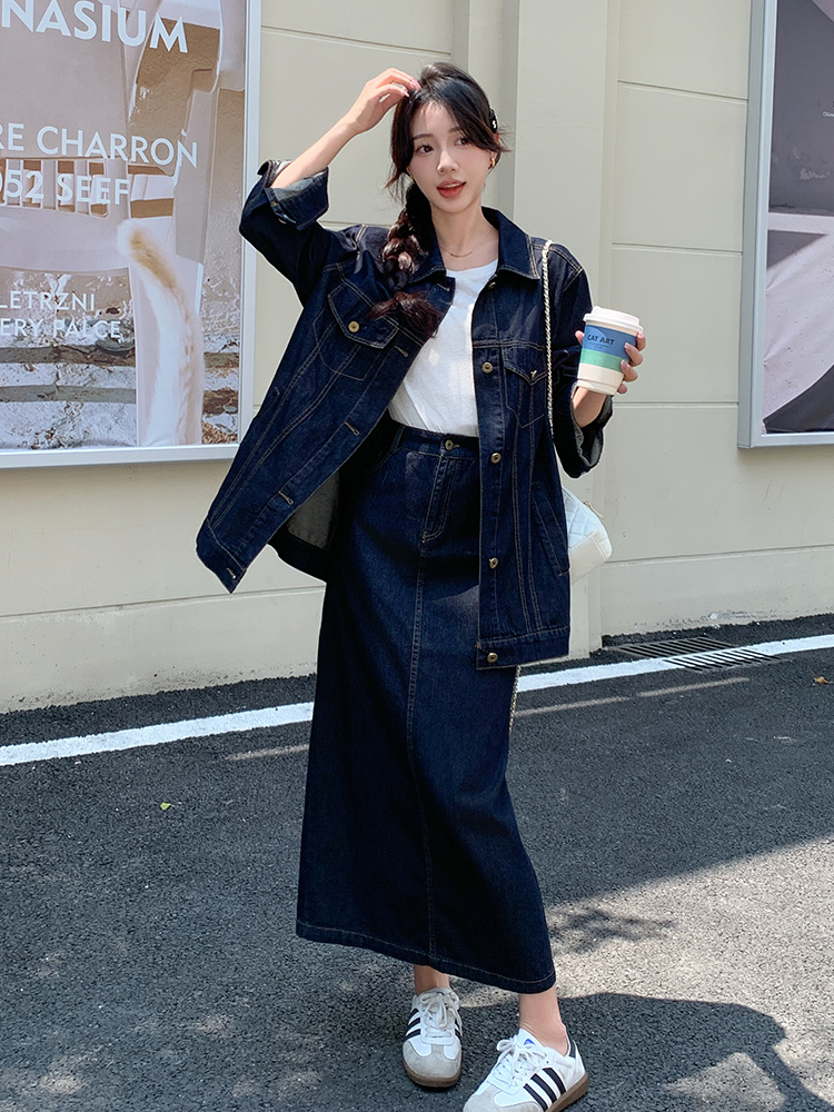 デニムセットアップ ゆったりシルエットデニムセットアップ