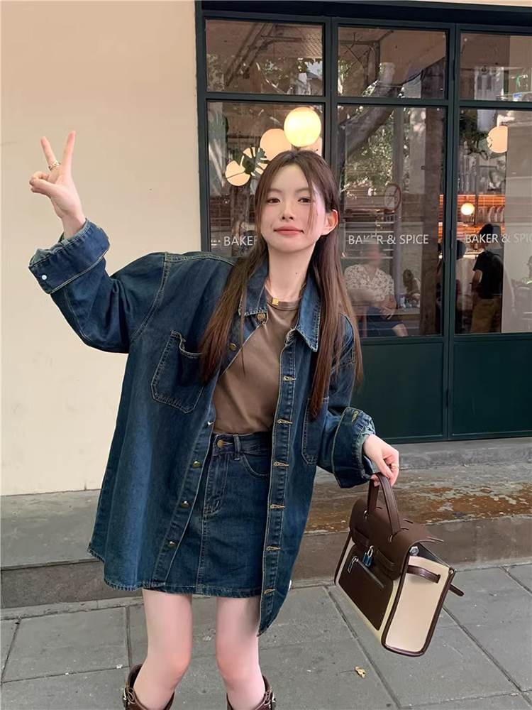 デニムセットアップ ゆったりシルエットデニムセットアップ