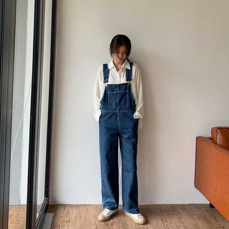 デニムセットアップ デニムサロペットワイドパンツビスチェセットアップ