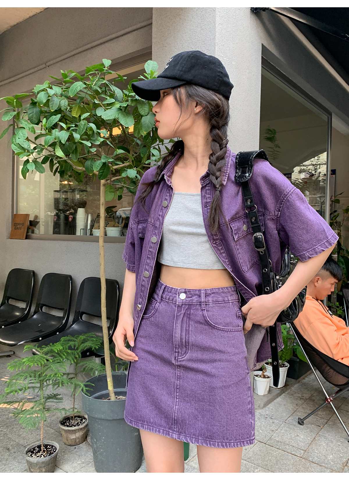 デニムセットアップ こなれ感デニムシャツスカートセット