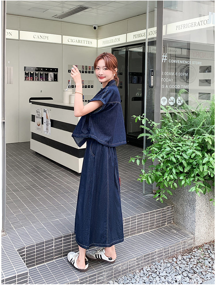 デニムセットアップ リラックス半袖デニムセット