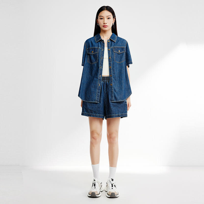 デニムセットアップ ゆったりシルエット デニムシャツセット