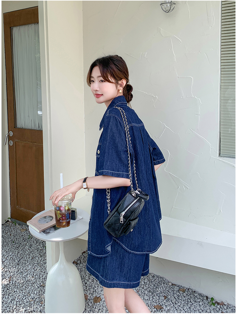 デニムセットアップ ゆったりシルエット デニムシャツセット