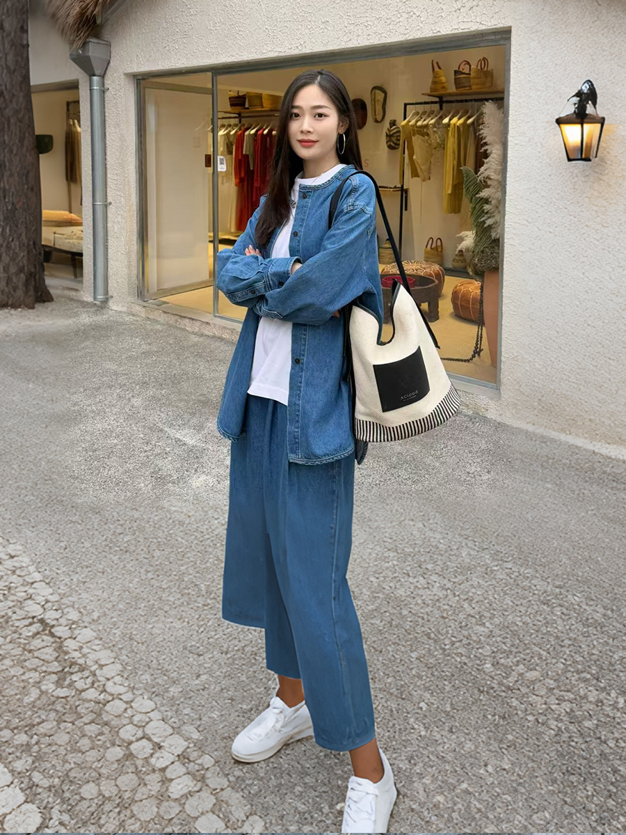 デニムセットアップ ゆったりシルエット デニム上下セット