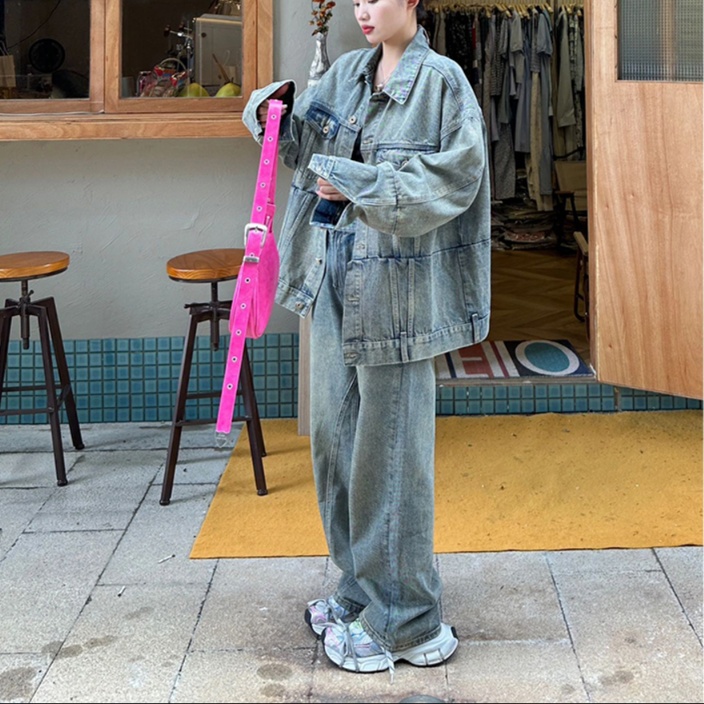デニムセットアップ　ゆったりシルエット デニムセットアップ