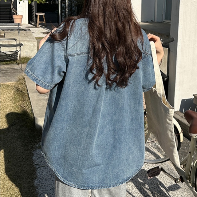 デニムセットアップ ゆったりデニムシャツセットアップ