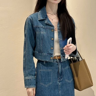デニムセットアップ　シルエット美人の長め丈デニムセットアップ