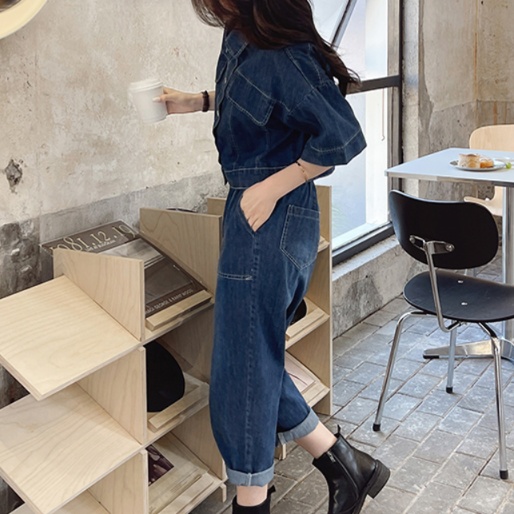 デニムセットアップ ゆったりシルエット デニム上下セット