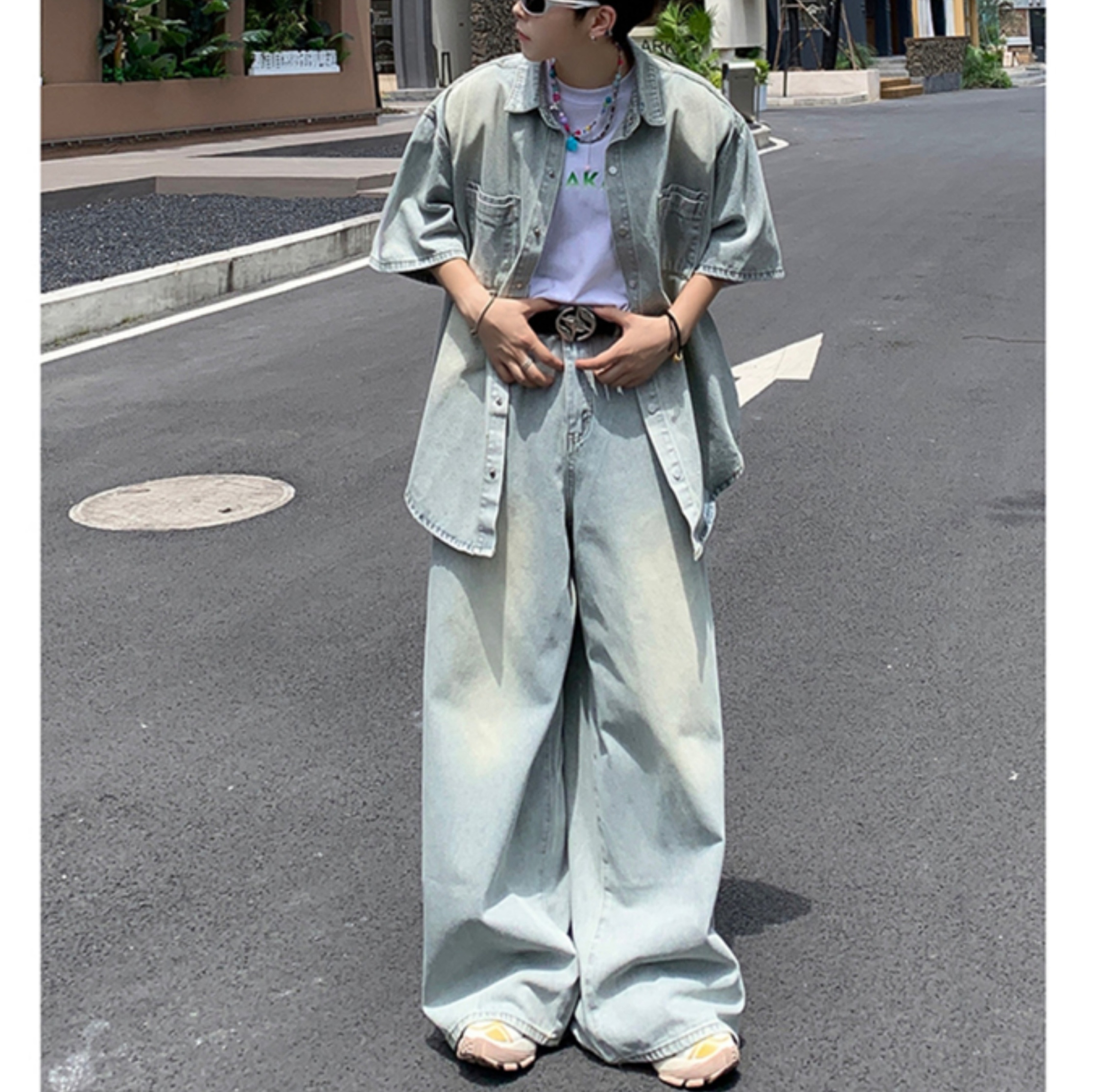 デニムセットアップ　ゆったりシルエット デニムセットアップ