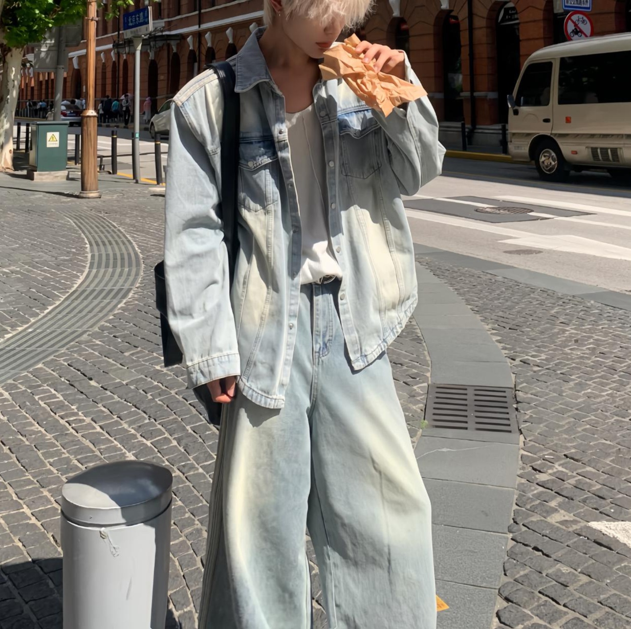 デニムセットアップ ゆったりデニム上下セット