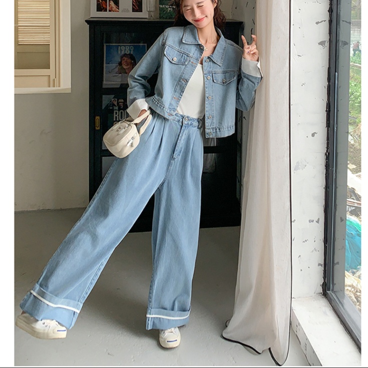 デニムセットアップ ゆったりシルエット デニム上下セット