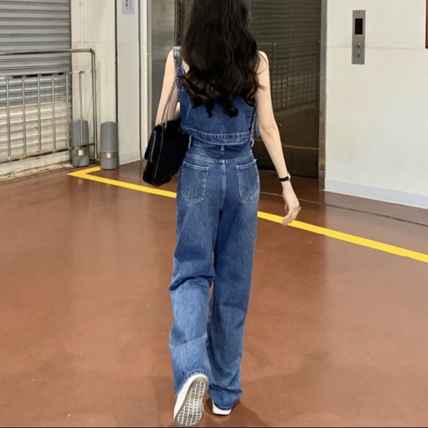 デニムセットアップ ゆったりデニムビスチェオーバーオール