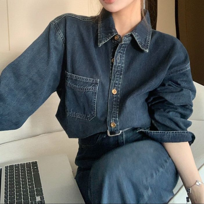 デニムセットアップ 上質デニム一体型ワイドパンツスタイル