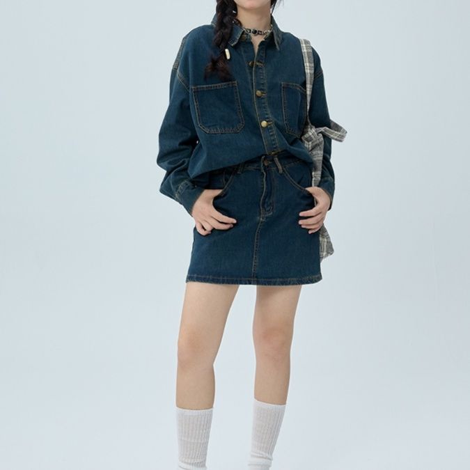 デニムセットアップ ゆったりシルエット デニムセットアップ