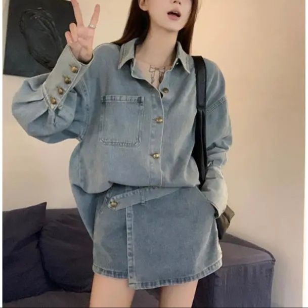 デニムセットアップ ゆったりシルエット デニムセットアップ