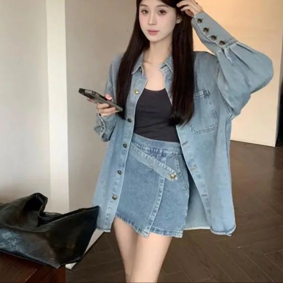 デニムセットアップ ゆったりシルエット デニムセットアップ