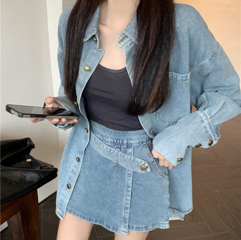 デニムセットアップ ゆったりシルエット デニムセットアップ