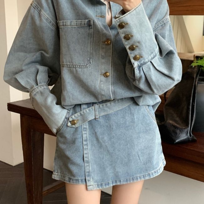 デニムセットアップ ゆったりシルエット デニムセットアップ