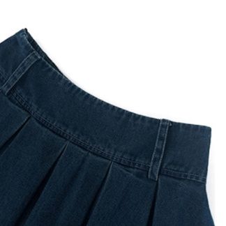 デニムセットアップ ねじりトップス プリーツスカート セットアップ