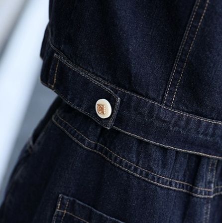 デニムセットアップ フリル襟クロップドデニムジャケットとミディ丈スカートのセット