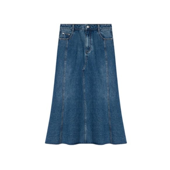 デニムセットアップ クロップド丈ジャケット&ロングスカート上下セット