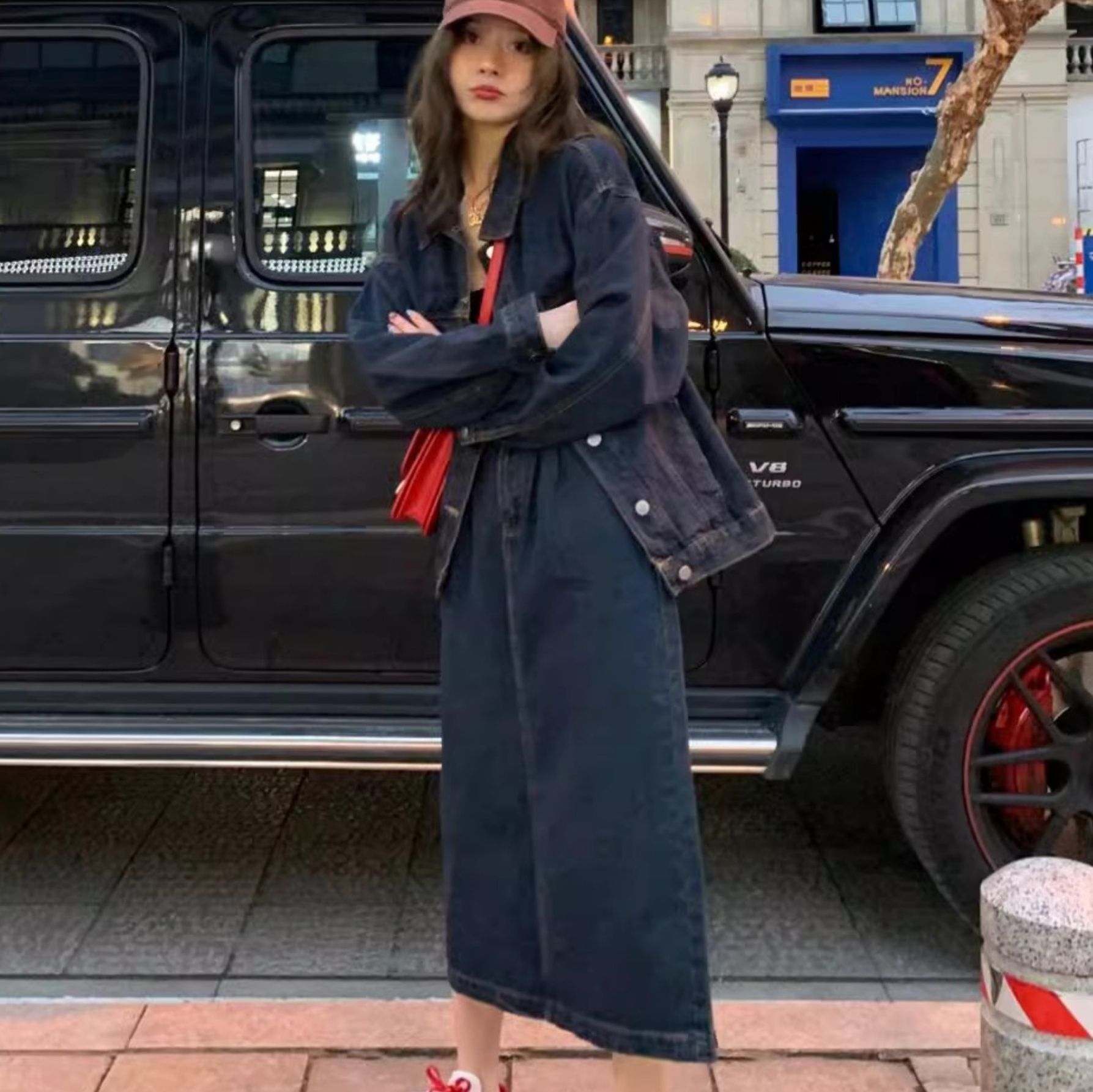 デニムセットアップ ゆったりデニムジャケットスカートセット