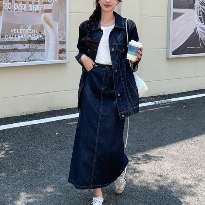 デニムセットアップ ゆったりシルエットデニムセットアップ