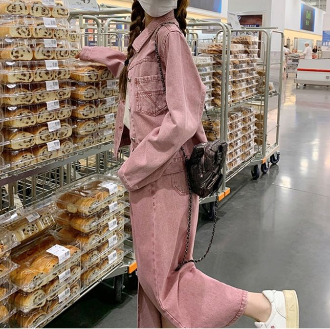 デニムセットアップ ゆったりシルエットデニムセットアップ