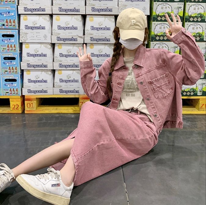 デニムセットアップ ゆったりシルエットデニムセットアップ