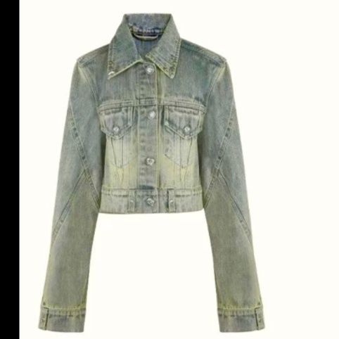 デニムセットアップ クロップド丈デニムジャケット＆ミニスカートセット