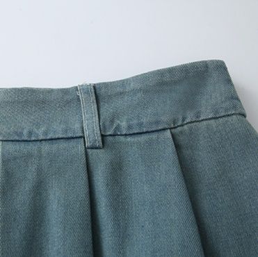 デニムセットアップ ポケット付きパフスリーブデニムセット