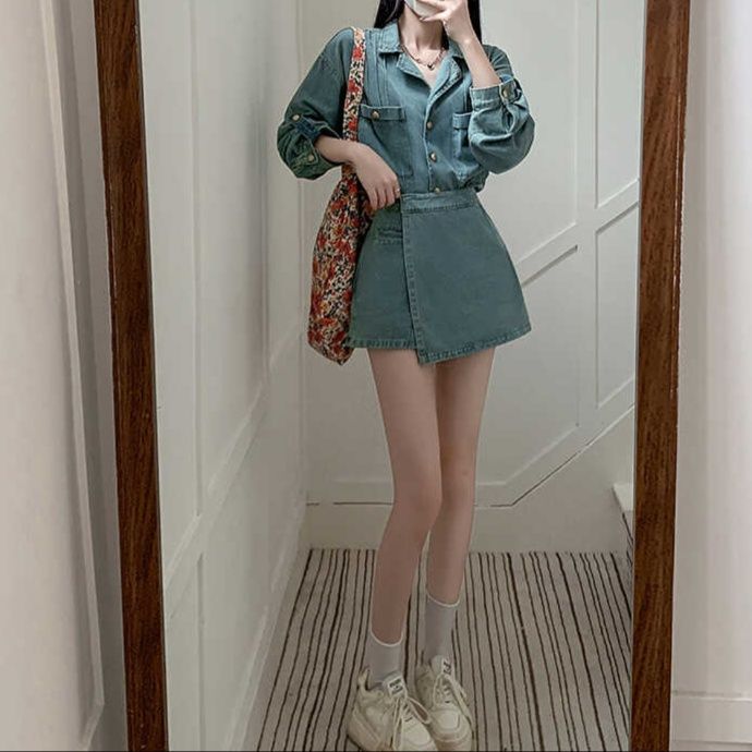 デニムセットアップ ミニスカート デニムセットアップ