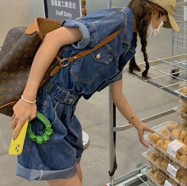 デニムセットアップ ゆったりくつろぎデニムオーバーオール