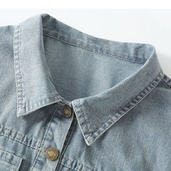 デニムセットアップ 翻領プリーツデニムセットアップ