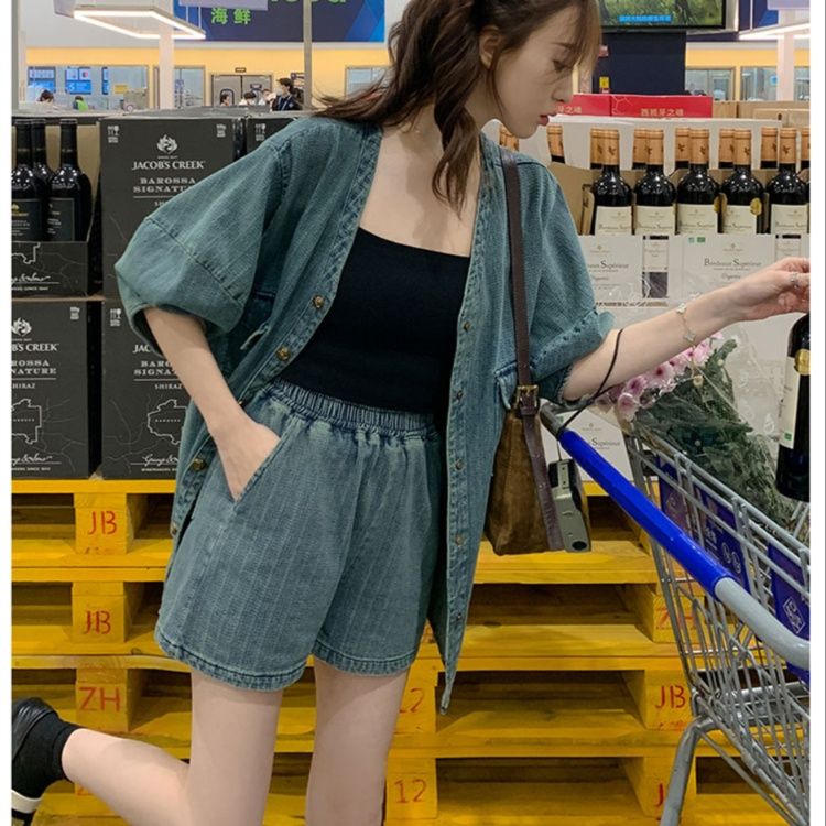 デニムセットアップ ゆったりシルエットデニムセットアップ