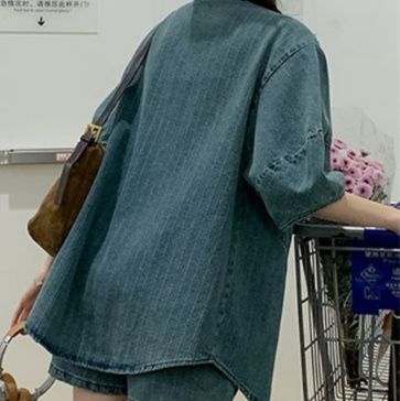 デニムセットアップ ゆったりシルエットデニムセットアップ